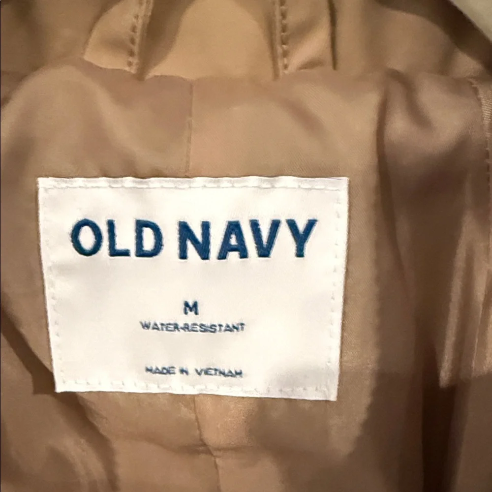 Old Navy Beige Trench Coat with Black Collar - Picture 2 of 3